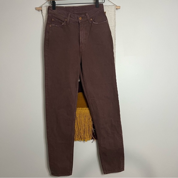Mother Denim Snacks! High Waisted Twizzy Skimp Jeans French Roast Brown size 24 - Picture 2 of 9